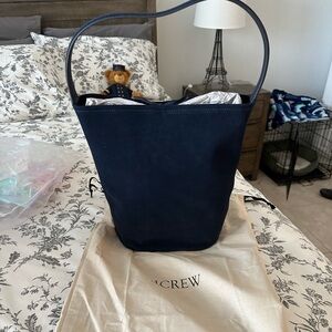 JCrew Suede Navy Bucket Bag New With Tags and Dust Bag